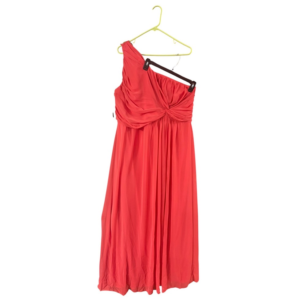 After‎ Six One Shoulder Maxi Dress Firecracker Red Pleated Gown 6651 Womens 22